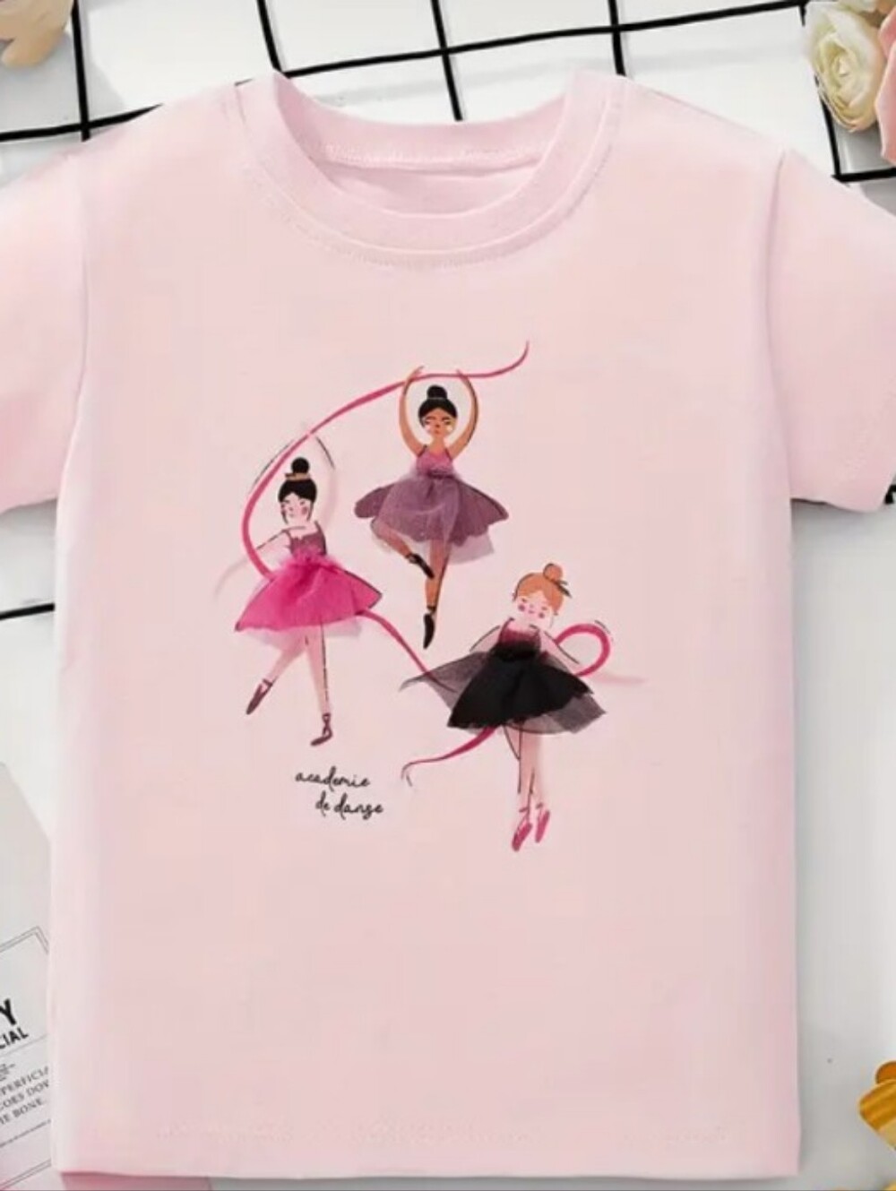 Girls' Light Pink Ballerina Graphic Short Sleeve Tee